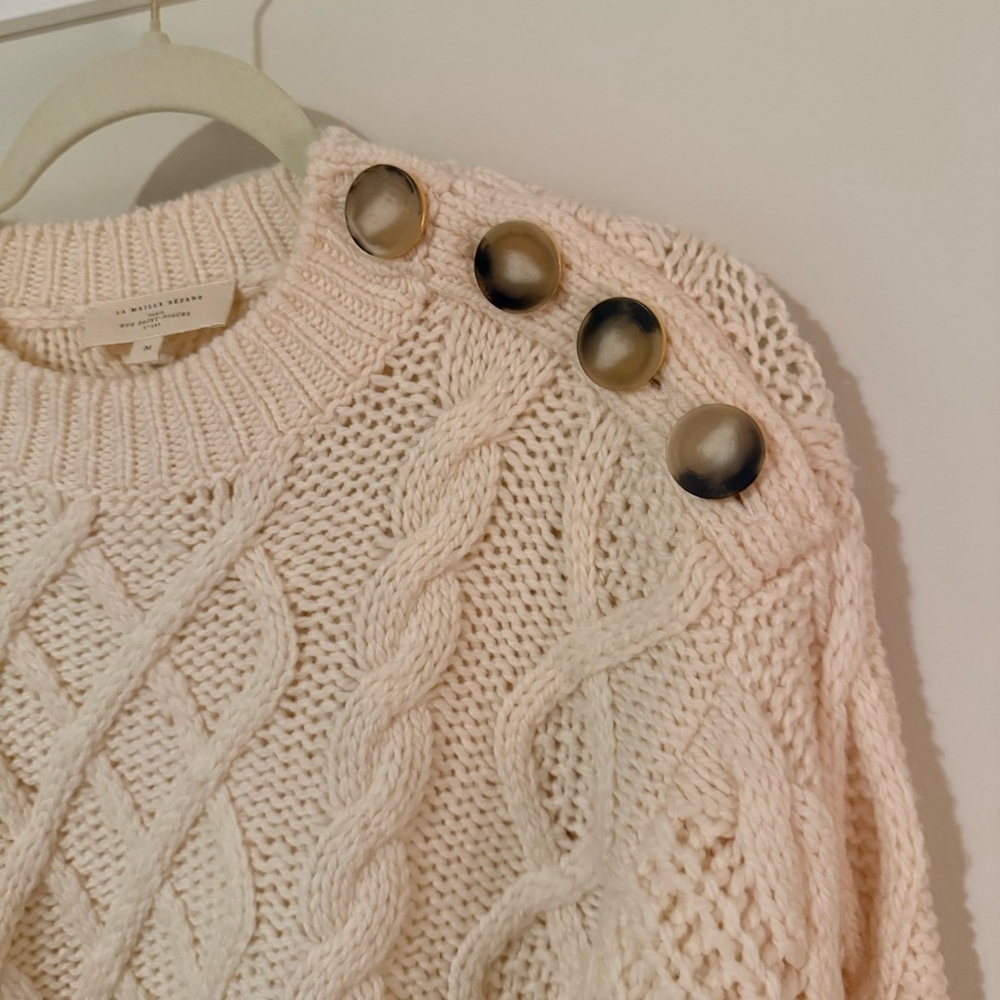 Sezane James Jumper Ecru - Size M 100% Merino wool - Picture 6 of 7